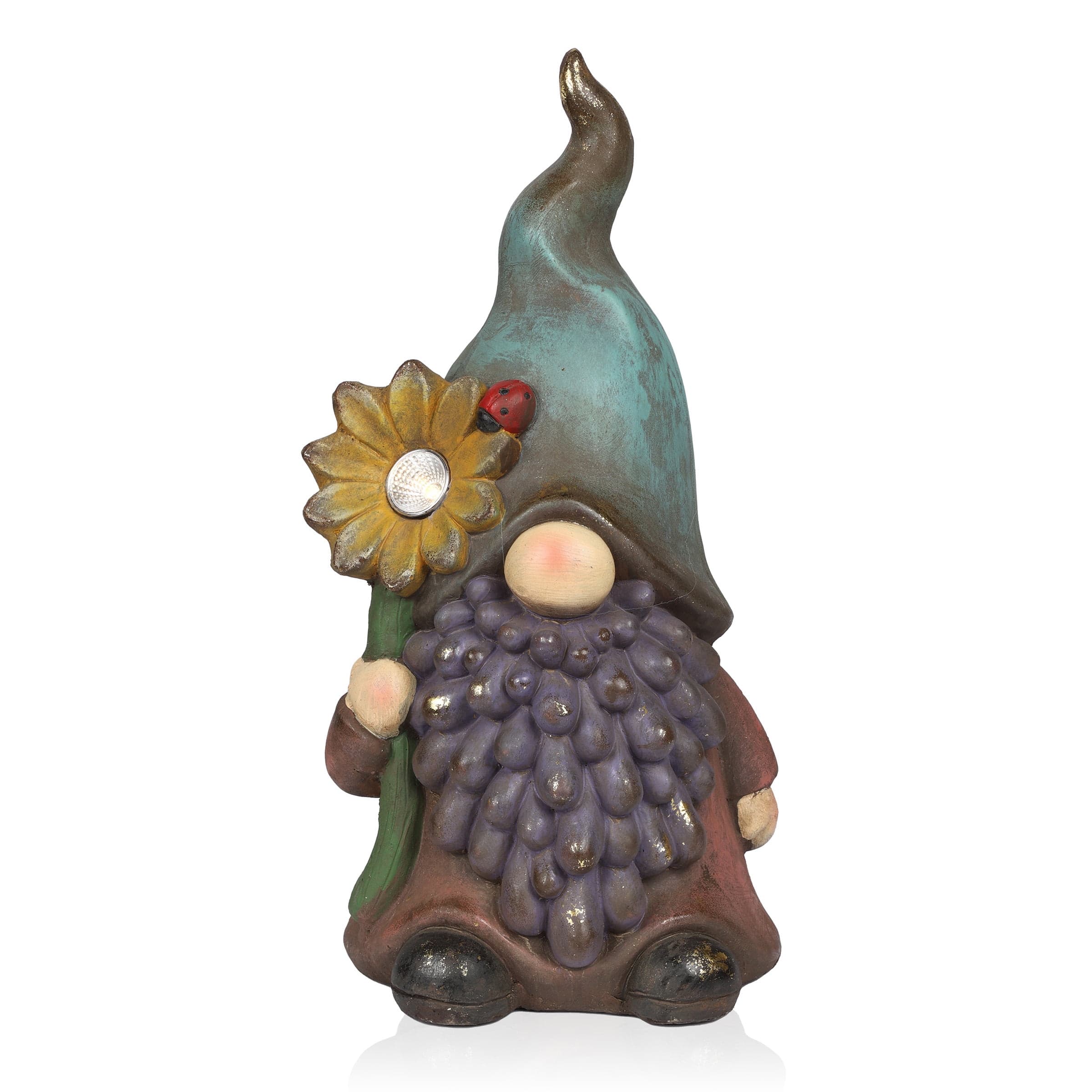 Alpine Corporation 18"H Solar Gnome Holding Flower with Hat Garden ...
