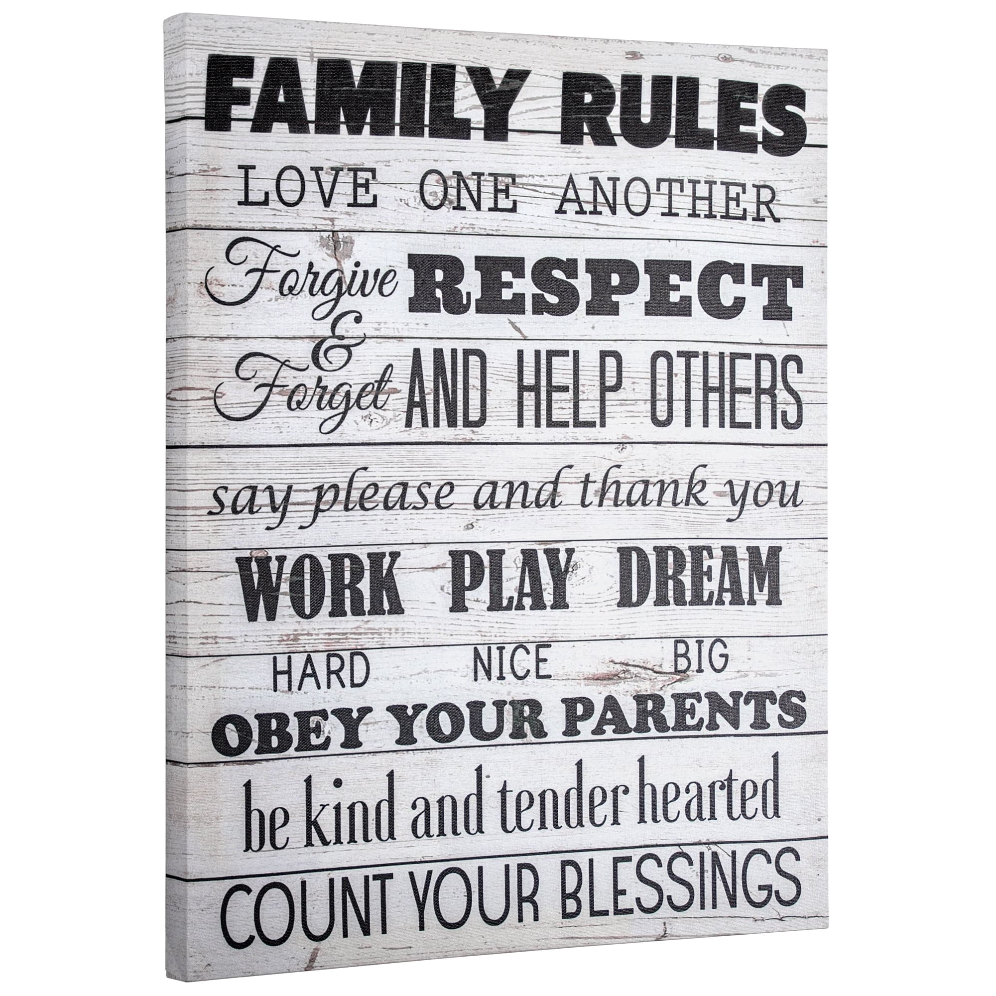 Family Rules Wrapped Canvas Wall Art Decor - Walmart.com
