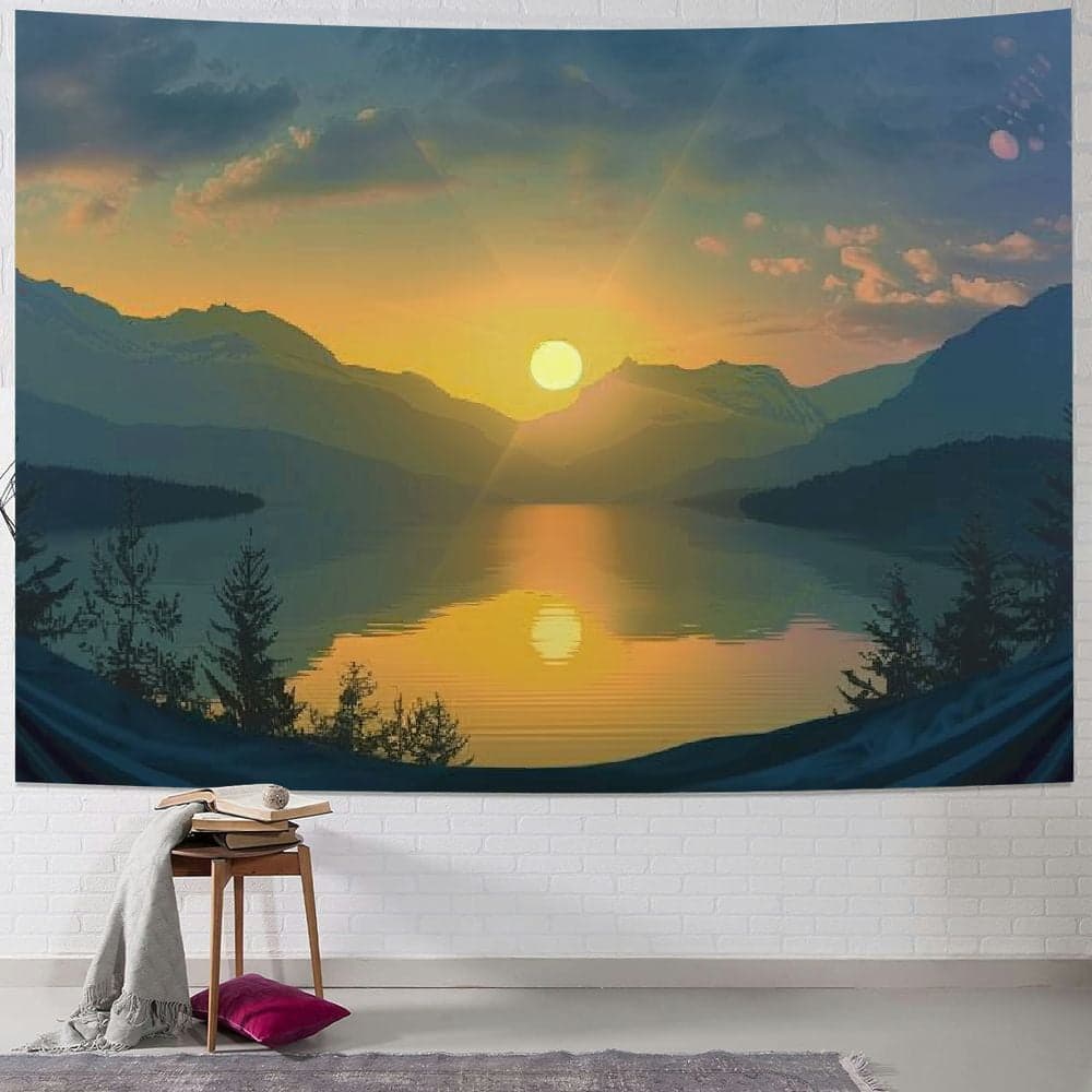 Feiri Mountain Tapestry Wall Hanging Nature Landscape Tapestries Sunset ...