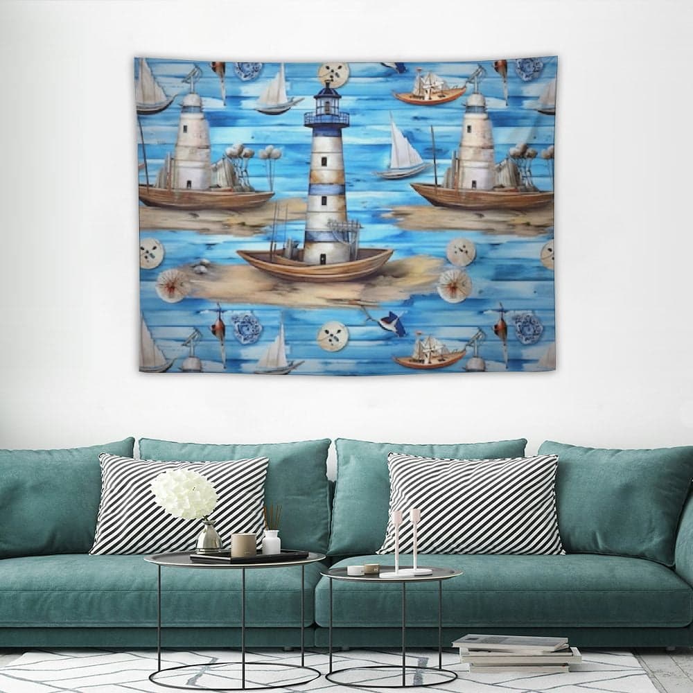 FUMJ Nautical Theme Tapestries Anchor Lighthouse Tapestry Starfish ...