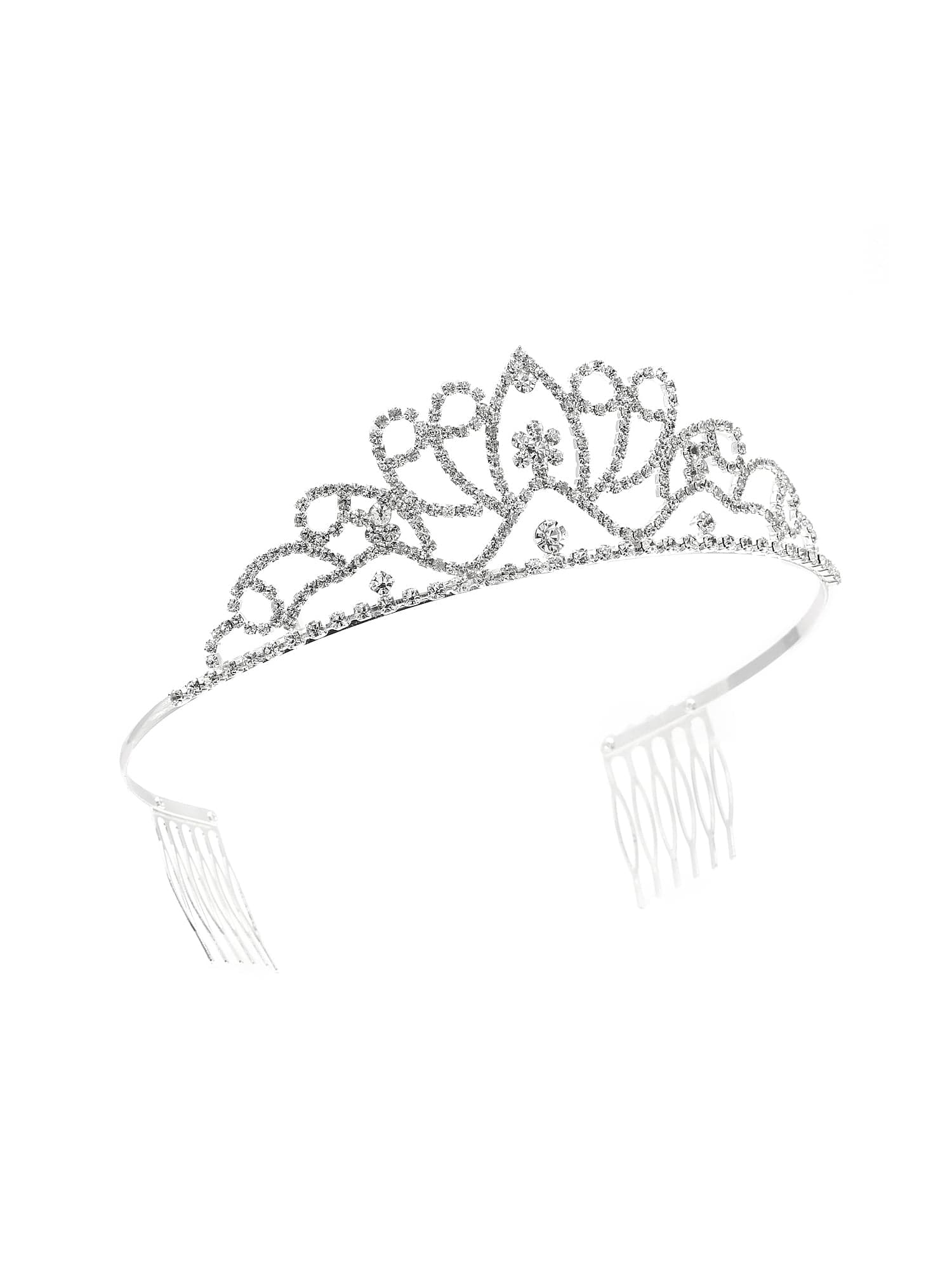 Silver Crystal Rhinestone Princess Tiara Crown - Walmart.com