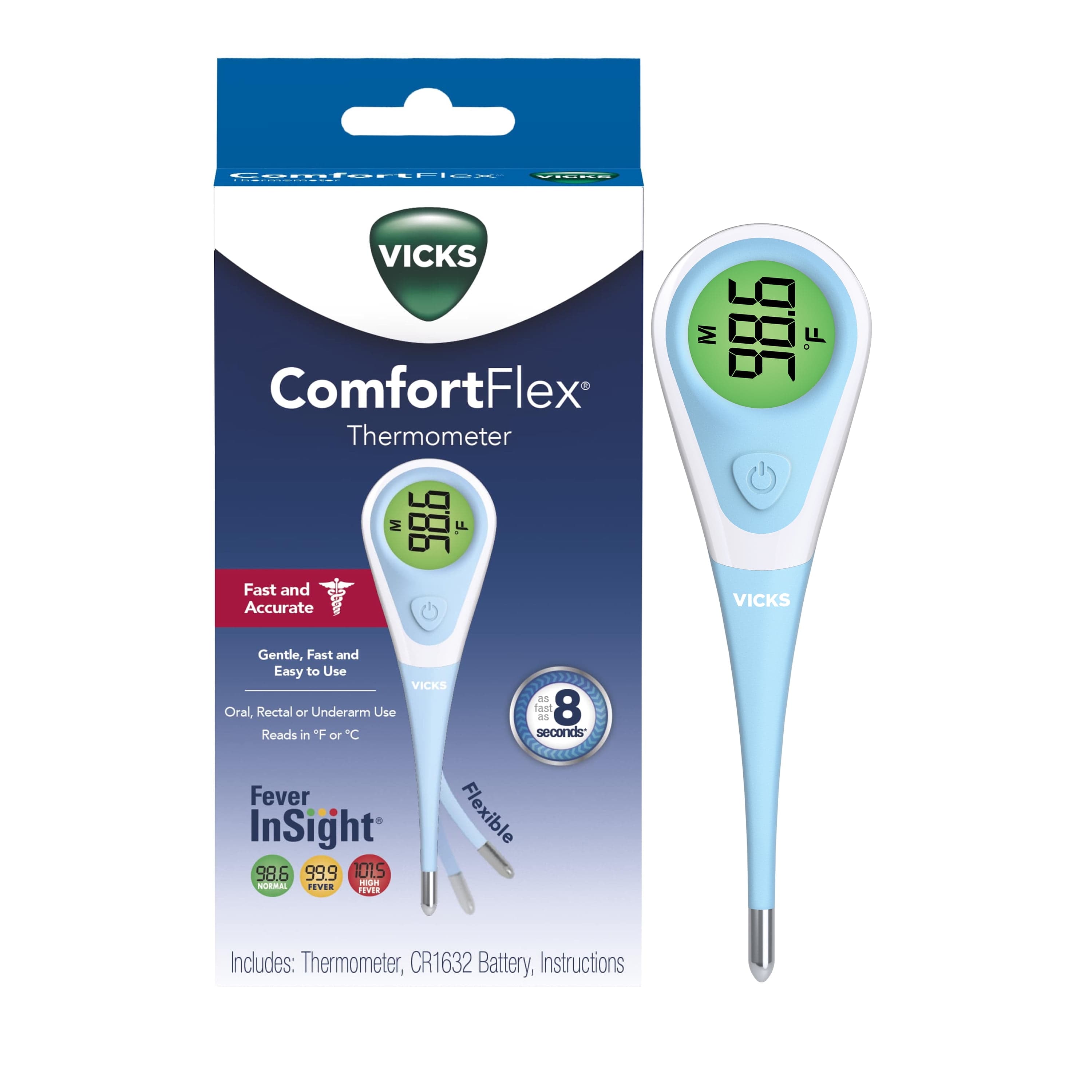 Vicks Comfort Flex Fever In-Sight Oral Digital Thermometer, All Ages ...