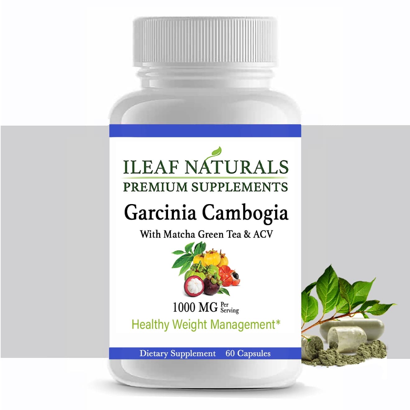 ileafNaturals Garcinia Cambogia with Matcha Green Tea & ACV - 60 Veggie ...