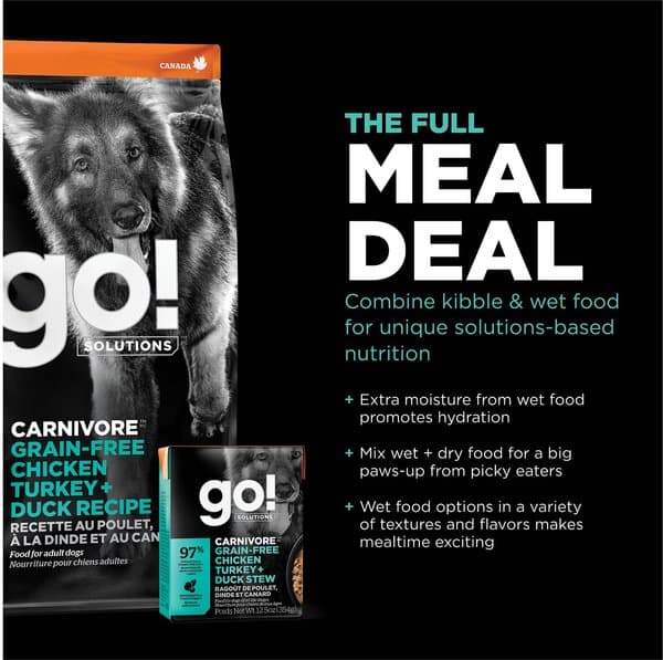 GO! SOLUTIONS Carnivore Grain-Free Chicken, Turkey + Duck Adult Recipe ...