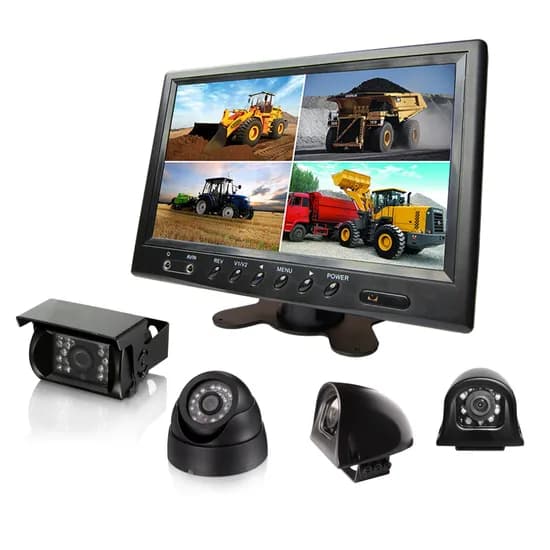 4Ucam 9-Inch Quad View Monitor with 4 Wireless Cameras for Trailers