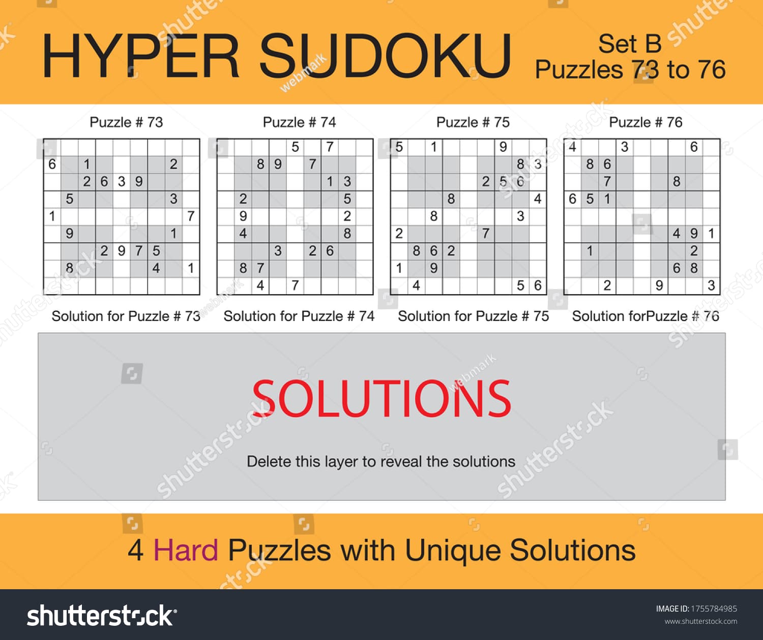 Set 4 Hard Scalable Hyper Sudoku Stock Vector (Royalty Free) 1755784985