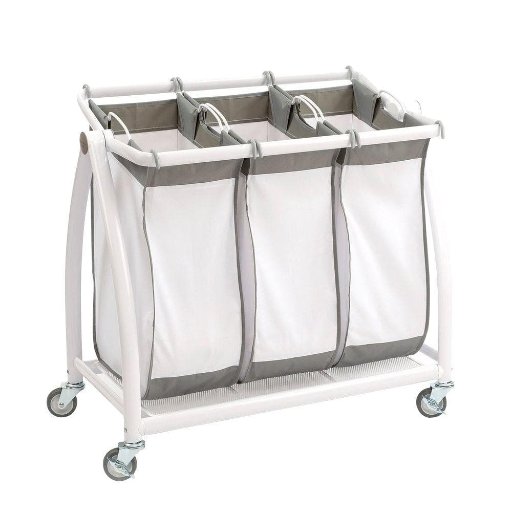 Seville Classics Premium 3-Bag Heavy-Duty Tilt Laundry Hamper Sorter ...
