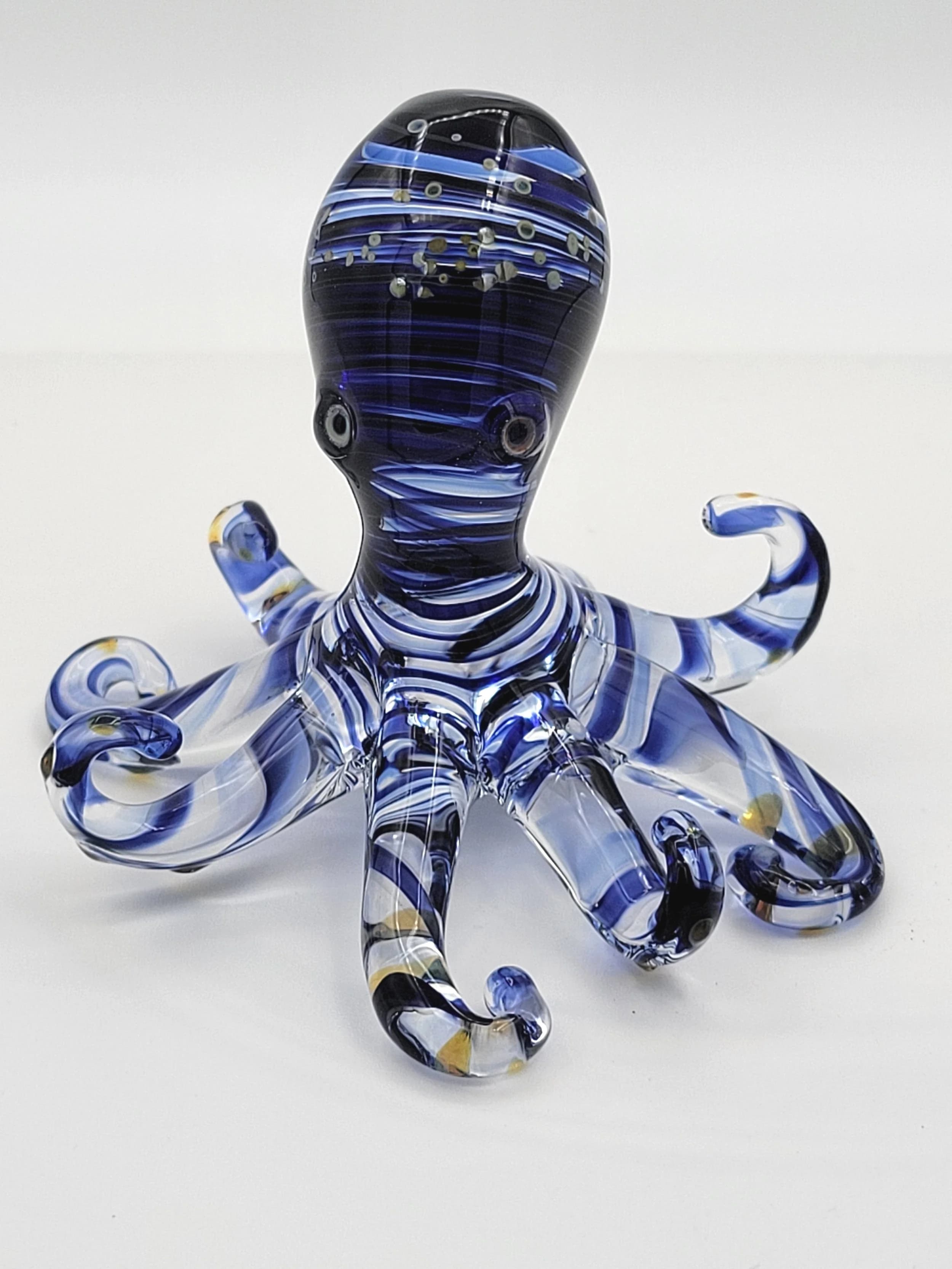 Small Cobalt blue glass octopus sculpture — Tisbury Art Glass