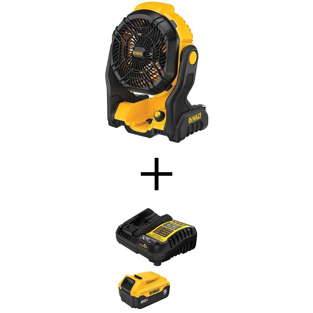 DEWALT 20V MAX Lithium-Ion Jobsite Fan with 20V MAX XR 5.0 Ah Battery ...