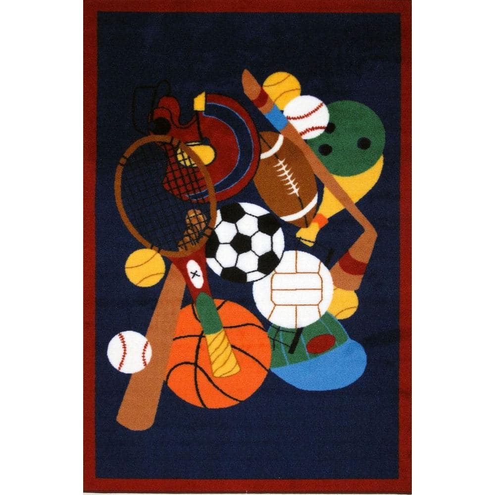 LA Rug Fun Time Sports America Multi Colored 3 ft. x 5 ft. Area Rug GI ...