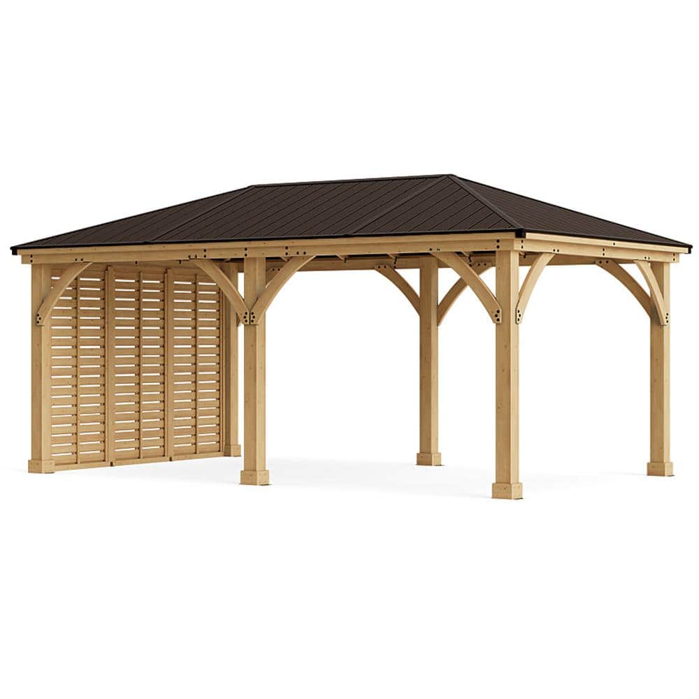 Yardistry DIY Meridian 12 ft. x 20 ft. Cedar Wood Outdoor Patio Gazebo ...