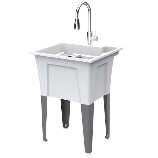 RUGGED TUB 18 Gal. 24 in. x 22 in. Freestanding White Utility/Laundry ...