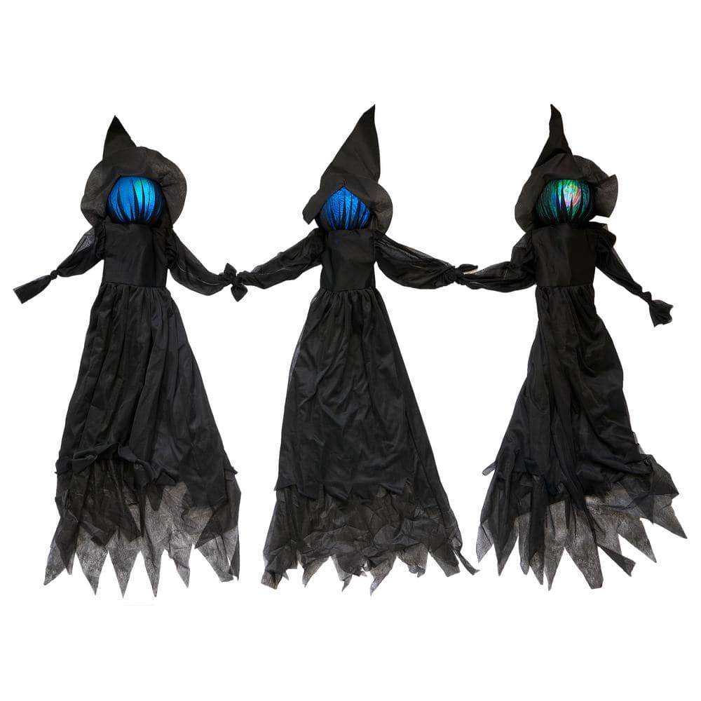4 ft. Light Up Triple Witch On Metal Stakes 4322 - The Home Depot