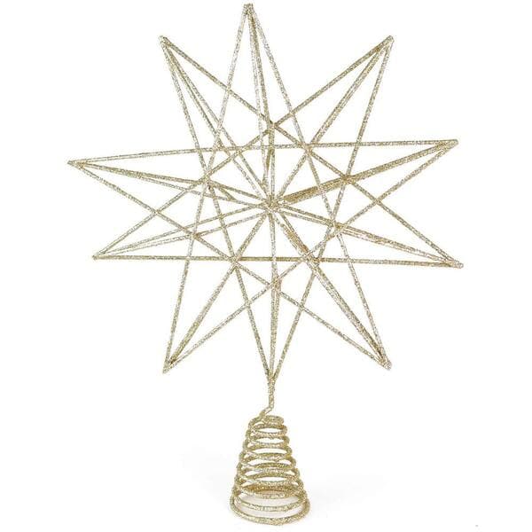 ORNATIVITY Glitter Star Tree Topper - Christmas Sparkly Metal Wire Star ...