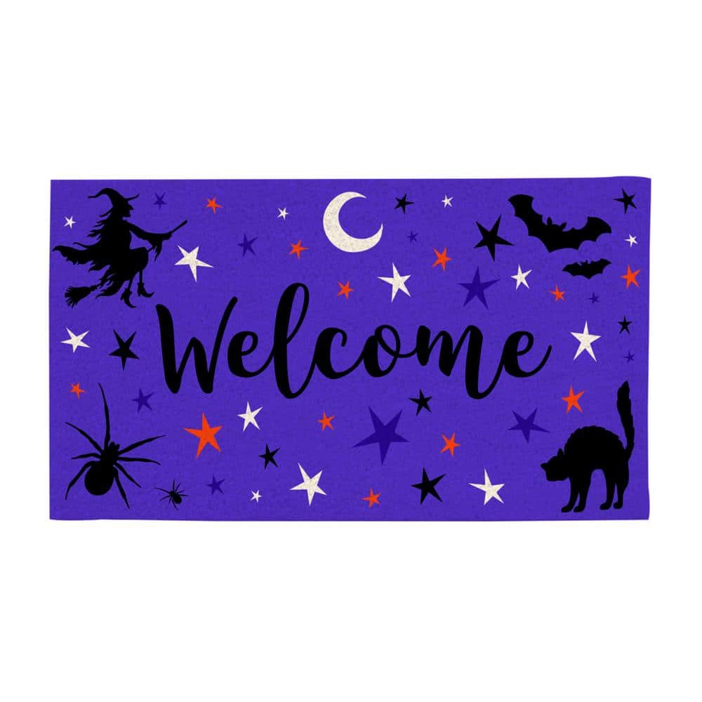 Evergreen 16 in. x 28 in. PVC Halloween Witchy Welcome Door Mat ...