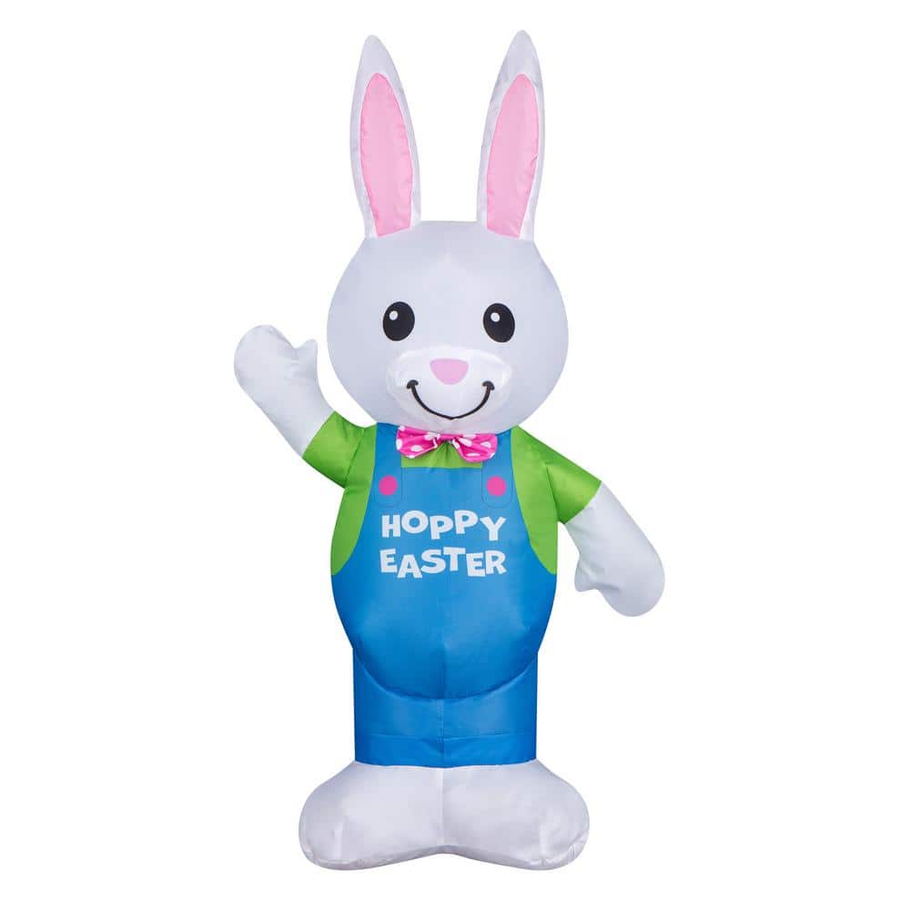 6' Gemmy Airblown Inflatable Pink Easter Bunny In Egg Basket Scene Yard ...
