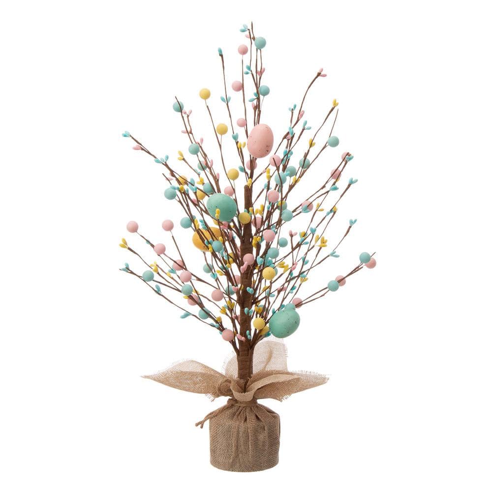 Glitzhome 18 in. H Easter Eggs Table Tree 1803203461 - The Home Depot