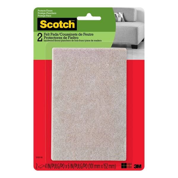 Scotch 4 in. x 6 in. Beige Rectangle Surface Protection Felt Floor Pads ...