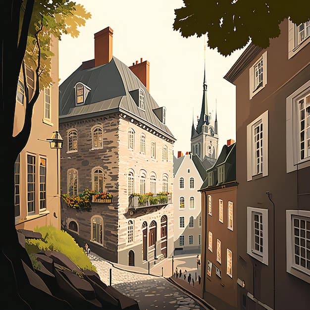 Premium AI Image | A digital illustration of Quebec City Canada with ...