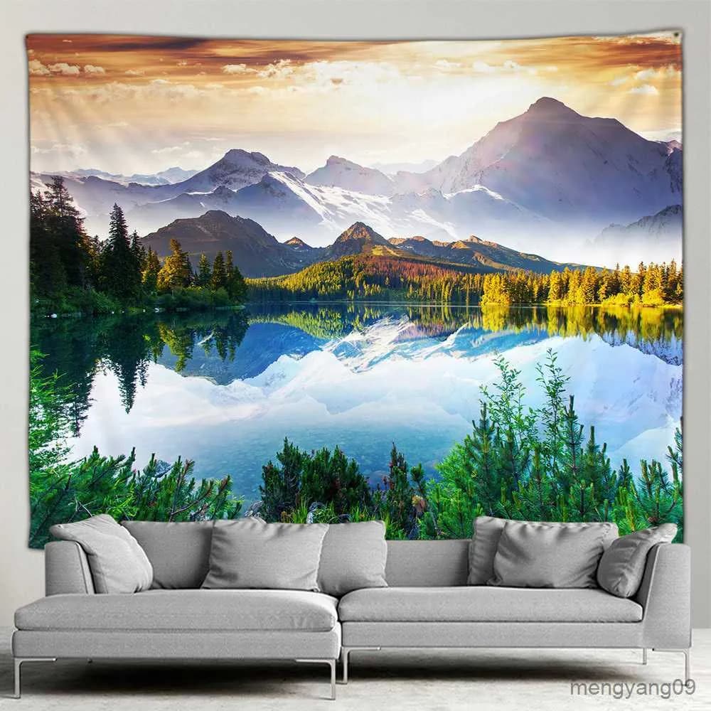 Tapestry Wall Hanging: Nature Forest Waterfall Landscape Outdoor Garden ...