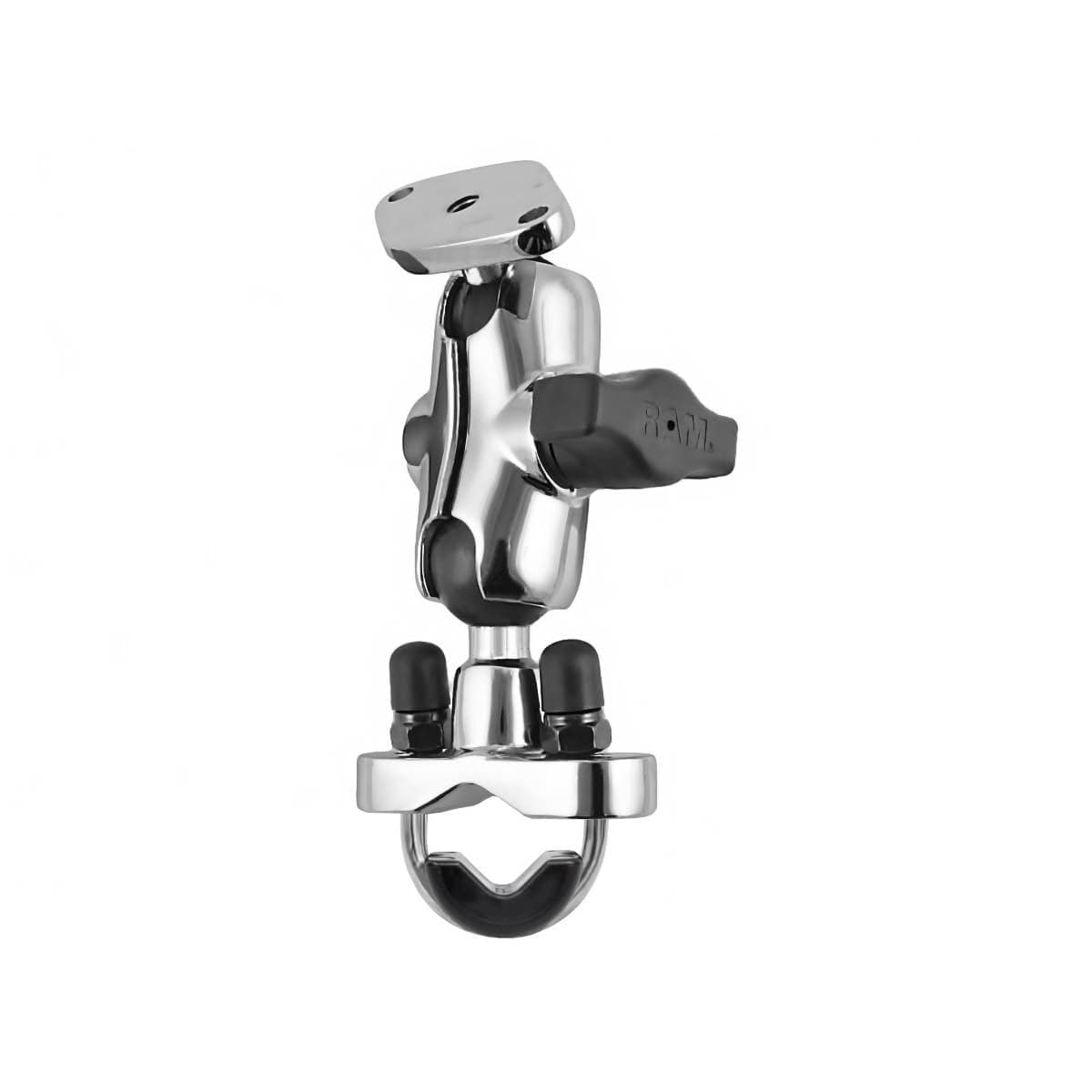 RAM Mounts Chrome Handlebar Rail Mount with Short Double Socket Arm and ...