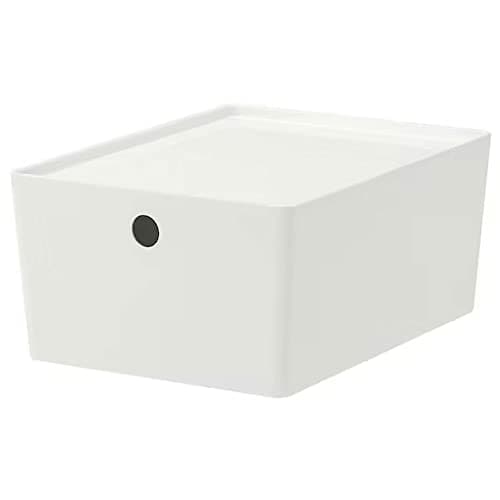 KVARNVIK storage box with lid, grey, 18x25x15 cm - IKEA