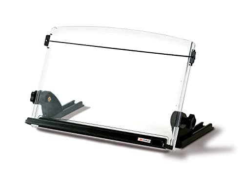 3M Ergonomic Adjustable Document Holder, 18" Wide, 300 Sheet Capacity, Elastic Line Guide, Weighted Base