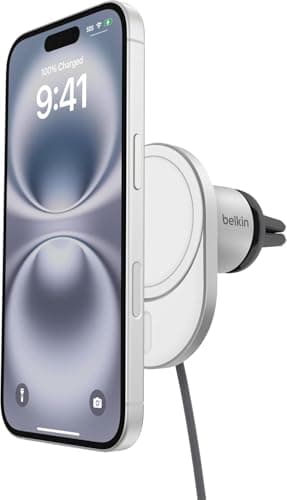 Belkin BoostCharge Pro Wireless Magnetic Car Charger with Qi2 (15W), MagSafe Compatible Charger for All iPhone Models 16, 15, 14, 13, 12, USB-C to USB-C Cable (1.5m) Included