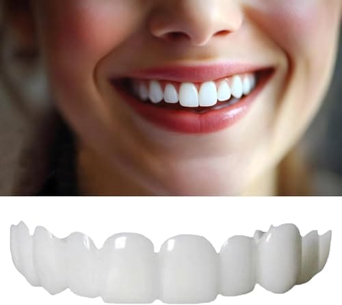 2 Pairs Instant Veneers Dentures Cosmetic Fake Teeth Braces Whitening Cosmetic Tooth Covering Snap On Teeth Top and Bottom Clip in Veneers Teeth Temporary Upper and Lower False Teeth for Men Women (2)