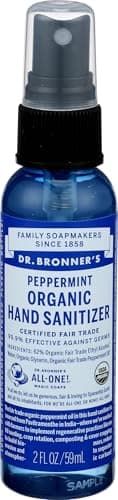 Dr. Bronner's - Organic Hand Sanitizer Spray (Peppermint, 59 mL, 6-Pack) - Simple and Effective Formula, Cleanses & Sanitizes, No Harsh Chemicals, Moisturizes and Cleans Hands