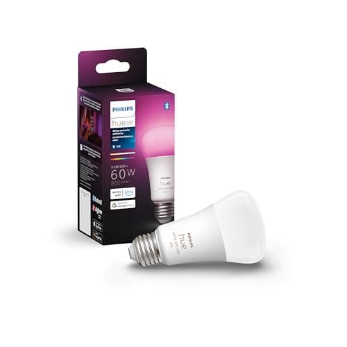 Philips Hue White and Colour Ambiance A19 E26 LED Smart Bulb, Bluetooth & Zigbee Compatible (Hue Hub Optional), Works with Alexa & Google Assistant A Certified for Humans Device (562785),3 Pack