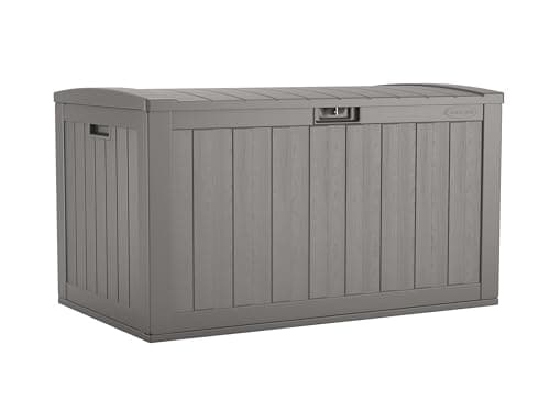 Suncast 134 Gallon Resin Wicker Brown Lockable Deck Box - Extra Large ...
