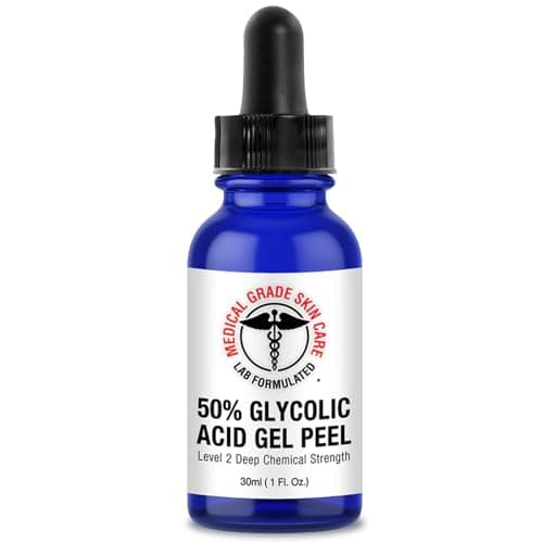 Medical Grade Glycolic Acid 50% Gel - Level 2 Deep Chemical Facial Cleanser Serum, Medical Grade Glycolic Face Mask for Fine Lines, Wrinkles & Dead Skin Cells Remover