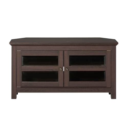 Walker Edison AZ44CCRBL Wood Corner TV Stand Console, Black, 23" x 16" x 44"