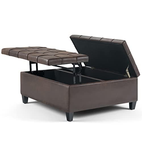 Simpli Home Harrison Coffee Table Storage Ottoman