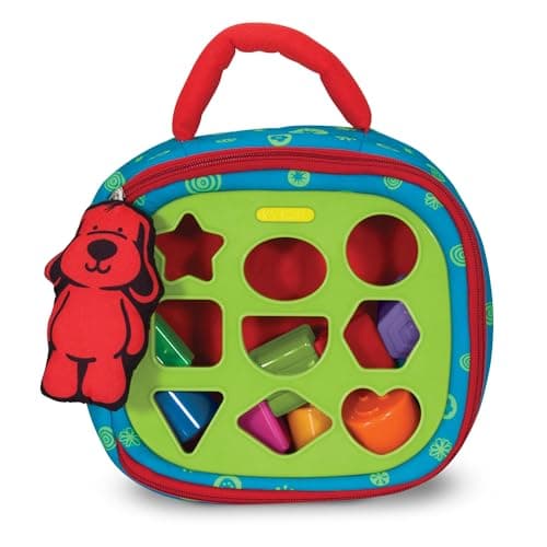 Melissa & Doug K's Kids Take-Along Shape Sorter Baby Toy with 2-Sided Activity Bag and 9 Textured Shape BlocksSensory Toys, Travel Sorter Toys for Toddlers and Infants