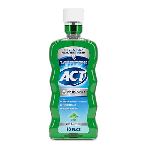 ACT Anticavity Fluoride Mouthwash, Mint, Alcohol Free, 18-Ounce Bottle (Pack of 3)