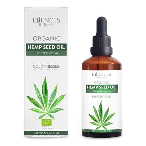 Organic Hemp Seed Oil 100ml (3.4 Fl Oz) 100% Natural Cold-Pressed Oil Rich on Vitamins and Omega Fatty Acids Natural Skin and Hair Protect and Repair Massage Therapy Carrier Oil for Essential Oils