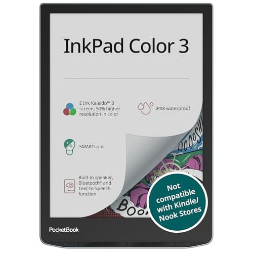 PocketBook InkPad Color 3 E-Book Reader | Enhanced 7.8'' Color E-Paper E-Ink Screen | Eye-Friendly E-Reader for Comics | SMARTlight | Audiobooks & Text-to-Speech | Bluetooth® & Built-in Speaker