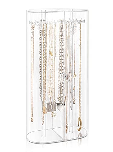 boailydi Acrylic Necklace Holder, Necklace Organizer, Rotatable Clear ...