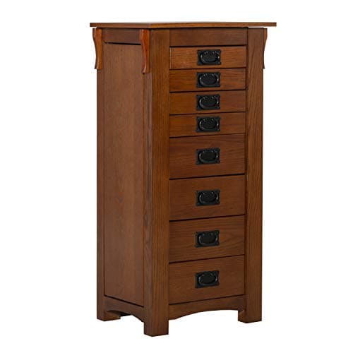 Powell 233-314 Mirrored Jewelry Armoire with Silver Wood