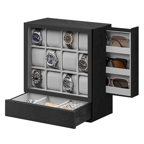 Amazon.com: SONGMICS 2-Tier Wooden Watch Case, Watch Display Box, Watch ...
