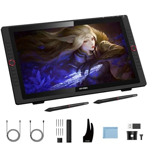 XP-PEN Artist24 Pro Drawing Monitor 24 Inch Pen Display Graphic Monitor QHD 2K Tablet with Two Red Dial Wheels and 20 Express Keys Battery-Free Stylus Tilt Supported 90% Adobe RGB