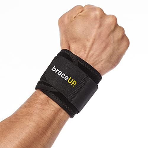 BraceUP Wrist Compression Strap, Wrist Wrap - Wrist Band, Brace for Tendonitis, Tennis, Gym, Workout, One Size Adjustable (Silver)