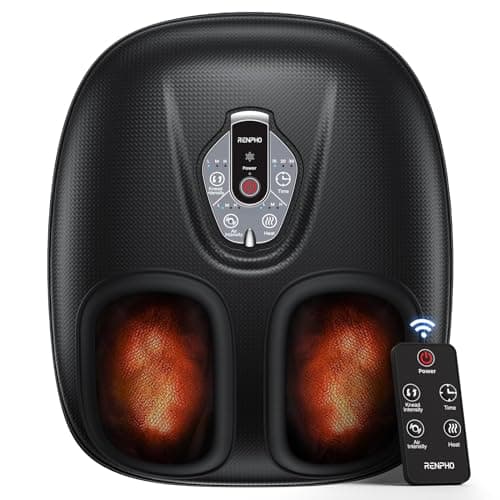 RENPHO Foot Massager Machine with Heat, 3 Heating Levels, Deep Kneading, Heated Shiatsu Foot Massager with Wireless Remote Control, Birthday Gifts for Women Men