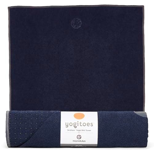 Manduka Yogitoes Yoga Towel for Mat, Non-Slip and Quick Dry for Hot Yoga with Rubber Bottom Grip Dots,Thin and Lightweight, 71 Inches, Deep Sea