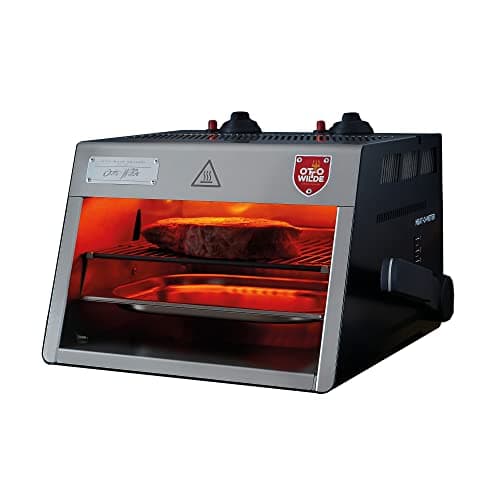 Otto Wilde Original Otto 1500°F Steak Grill with Dual OverFire Radiant Burners for Perfect Steaks, 100% Stainless Steel, Made in Germany, Includes Cast Iron Grid and Clever Lever