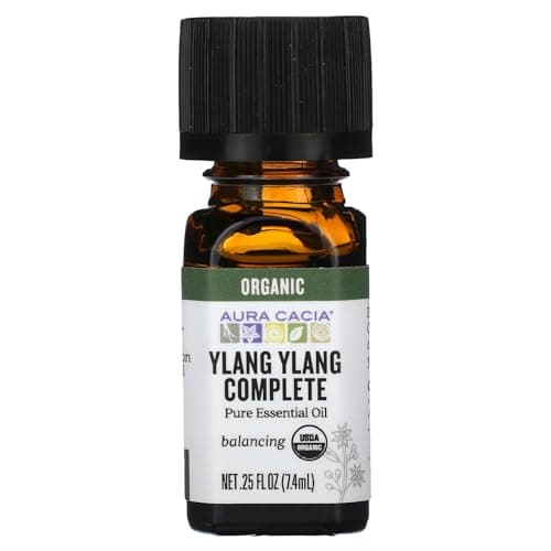 Aura Cacia 100% Pure Ylang Ylang Complete Essential Oil | Certified Organic, GC/MS Tested for Purity | 7.4ml (0.25 fl. oz.) | Cananga odorata