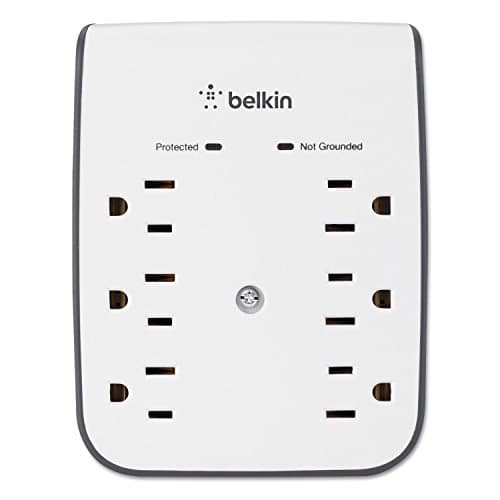 Belkin BSV602TT SurgePlus USB Wall Mount Charger, 6 Outlets; 2 USB, White