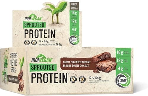 Iron Vegan Sprouted Protein Bars | Double Chocolate Brownie Flavour | 12 Pack